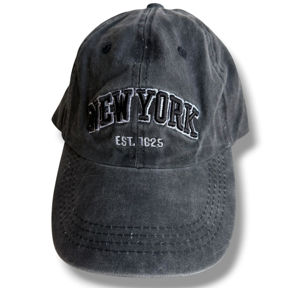 T&T New York Est 1625 Washed Black Gray Baseball Cap Adjustable NYC Souvenir Hat